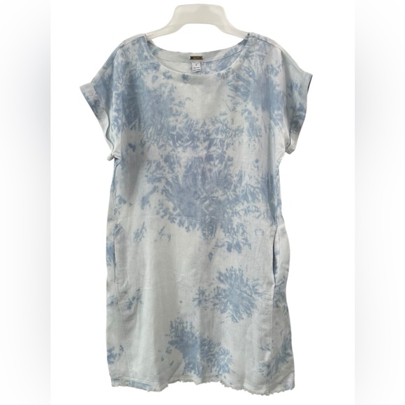 Magaschoni Dresses & Skirts - MAGASCHONI CLOUDY DAY TIE DYE 100%LINEN Blue White Dress Size S